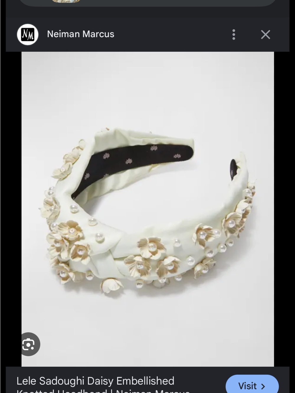 Lele Sadoughi Cream Floral Pearl Knotted Headband